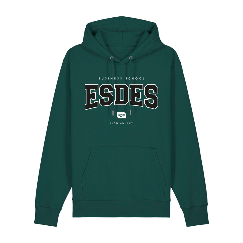 Hoodie ESDES vert foncé – Sweat à capuche unisexe